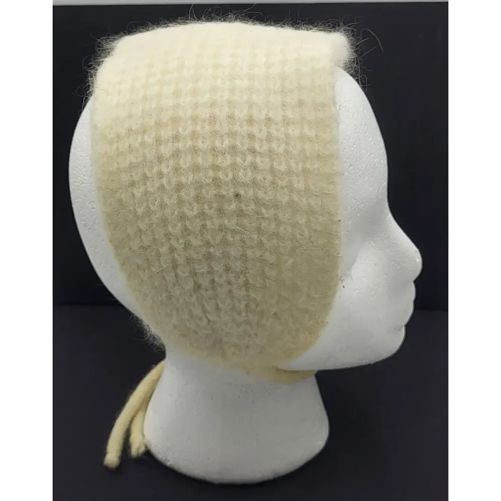 RARE 1950s Childs White/Red Fur/Leather Mittens and Wool Knit Cap YK